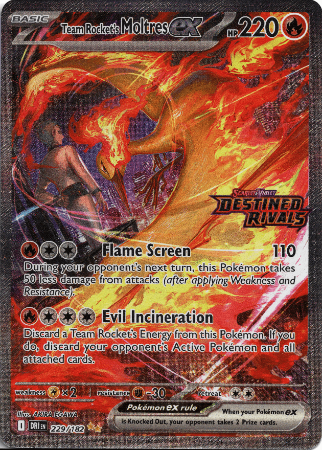 Team Rocket's Moltres ex - 229/182 (Destined Rivals Stamp)